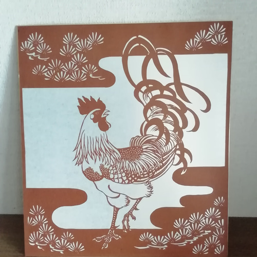 切り絵▫伊勢型紙色紙サイズ☆にわとり 切り絵 きららっち 通販