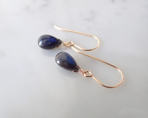 14kgf＊ブラックラブラドライト ピアス ピアス（フック・チェーン