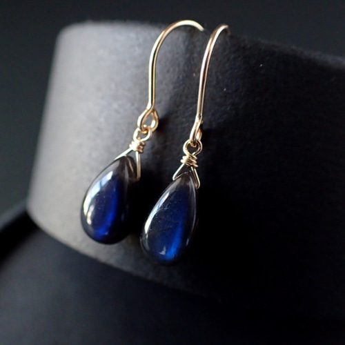 14kgf＊ブラックラブラドライト ピアス ピアス（フック・チェーン