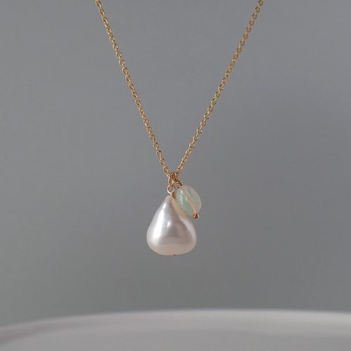 14kgf＊バロックパールとプレシャスオパールのネックレス ネックレス