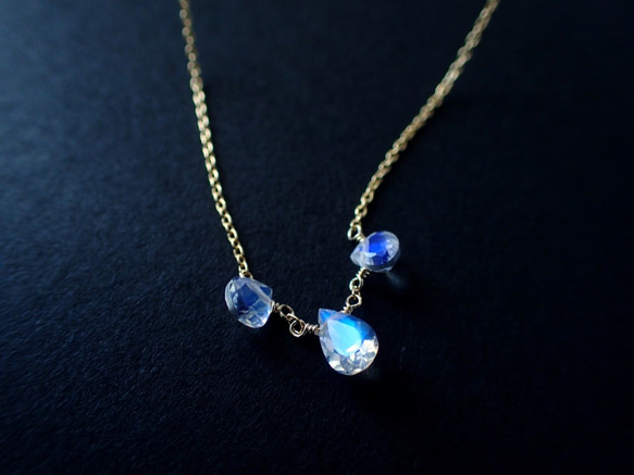 14kgf＊レインボームーンストーン ファセットカットネックレス  