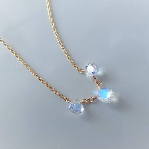 14kgf＊レインボームーンストーン ファセットカットネックレス  