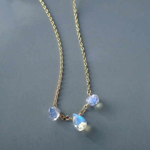 14kgf＊レインボームーンストーン ファセットカットネックレス  