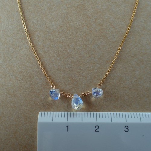 14kgf＊レインボームーンストーン ファセットカットネックレス  