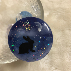 ヘアゴム 月と星空18 ウサギ　ポニーフック　ブローチ 4枚目の画像
