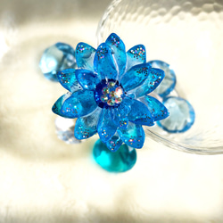花型ヘアゴム ブルー　かんざし　ブローチ 5枚目の画像