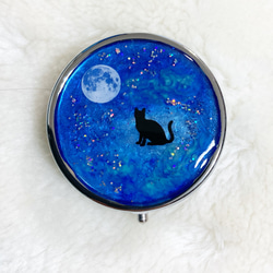ピルケース　月と星空　黒猫　小物・アクセサリーケース 5枚目の画像