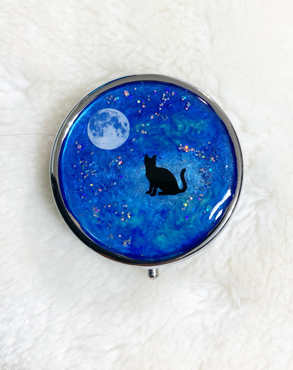 ピルケース　月と星空　黒猫　小物・アクセサリーケース 5枚目の画像