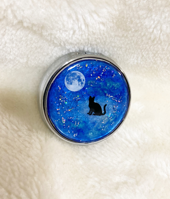 ピルケース　月と星空　黒猫　小物・アクセサリーケース 6枚目の画像