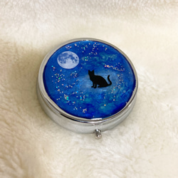 ピルケース　月と星空　黒猫　小物・アクセサリーケース 7枚目の画像