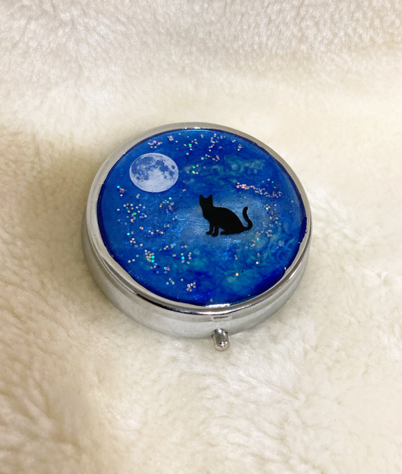 ピルケース　月と星空　黒猫　小物・アクセサリーケース 7枚目の画像
