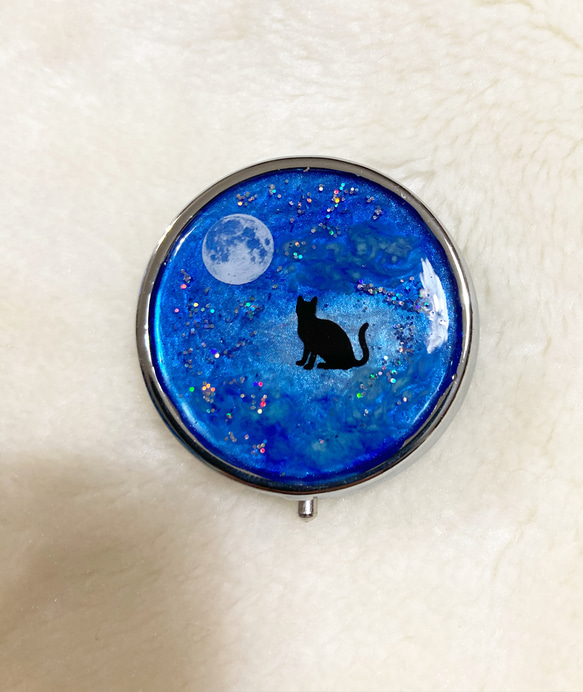 ピルケース　月と星空　黒猫　小物・アクセサリーケース 8枚目の画像