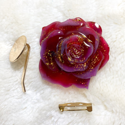 花型ヘアゴム 赤紫　バラ 3枚目の画像
