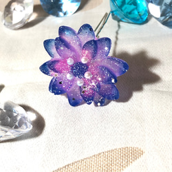 花型ヘアゴム 紺×ピンク　かんざし　ヘアピン 4枚目の画像