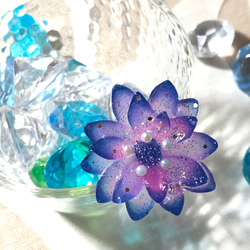花型ヘアゴム 紺×ピンク　かんざし　ヘアピン 5枚目の画像