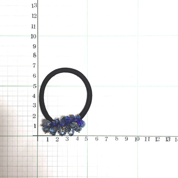 ヘアゴム　紺色ストーンビジュー　ビーズ　青 10枚目の画像