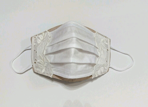 不織布が見えるマスクカバー(ベルギーリネン使用) 2枚目の画像