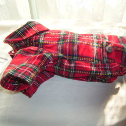 Dog`s wool チェックコート　赤×白 4枚目の画像