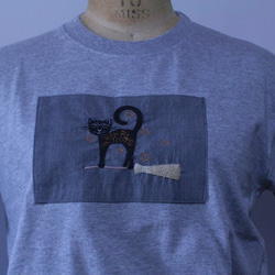 半袖Tシャツcat刺繡グレー　 3枚目の画像