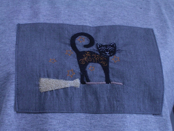 半袖Tシャツcat刺繡グレー　 4枚目の画像