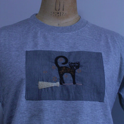 半袖Tシャツcat刺繡グレー　 6枚目の画像