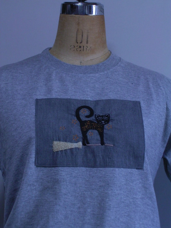 半袖Tシャツcat刺繡グレー　 6枚目の画像