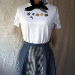 配色カントリー風フレーアスカート 3枚目の画像