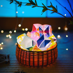 和紙のガーランドライト：Hanakago (LED12球) スタンドライト