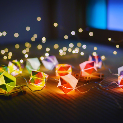 和紙のガーランドライト：Hanakago (LED12球) スタンドライト