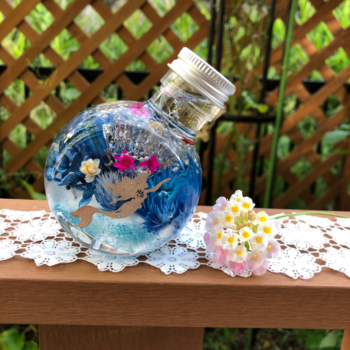 癒しシリーズ『夜の海の人魚姫』 ハーバリウム・植物標本 シルク  