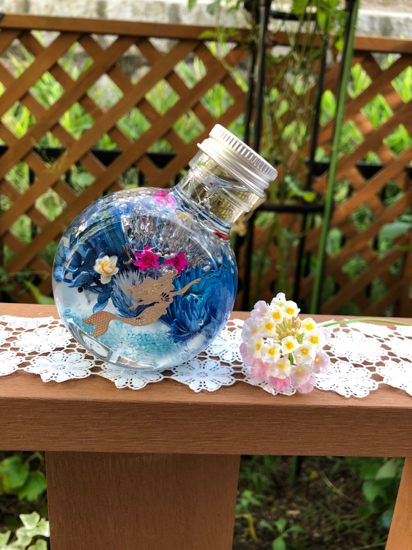 癒しシリーズ『夜の海の人魚姫』 ハーバリウム・植物標本 シルク