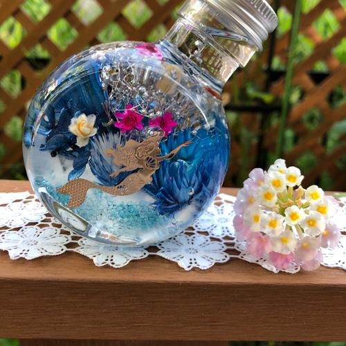 癒しシリーズ『夜の海の人魚姫』 ハーバリウム・植物標本 シルク