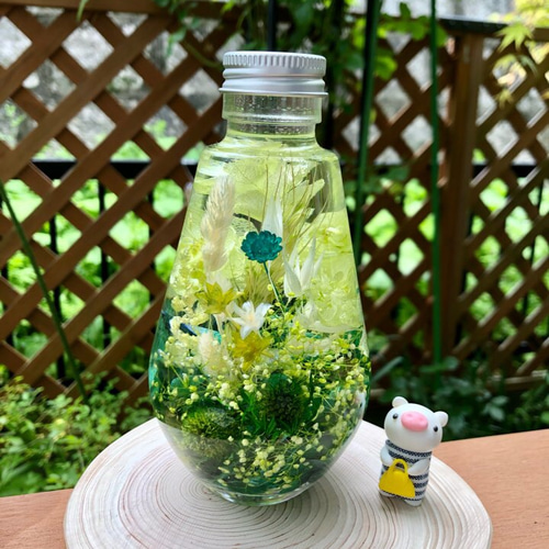 ◆ハーバリウム　268　美しいグリーンbottle ◇ハーバリウム268美しいグリーンbottle