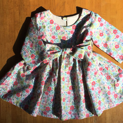 120-140 アールグレイフラワー ギャザーワンピース リボンあり (半袖  