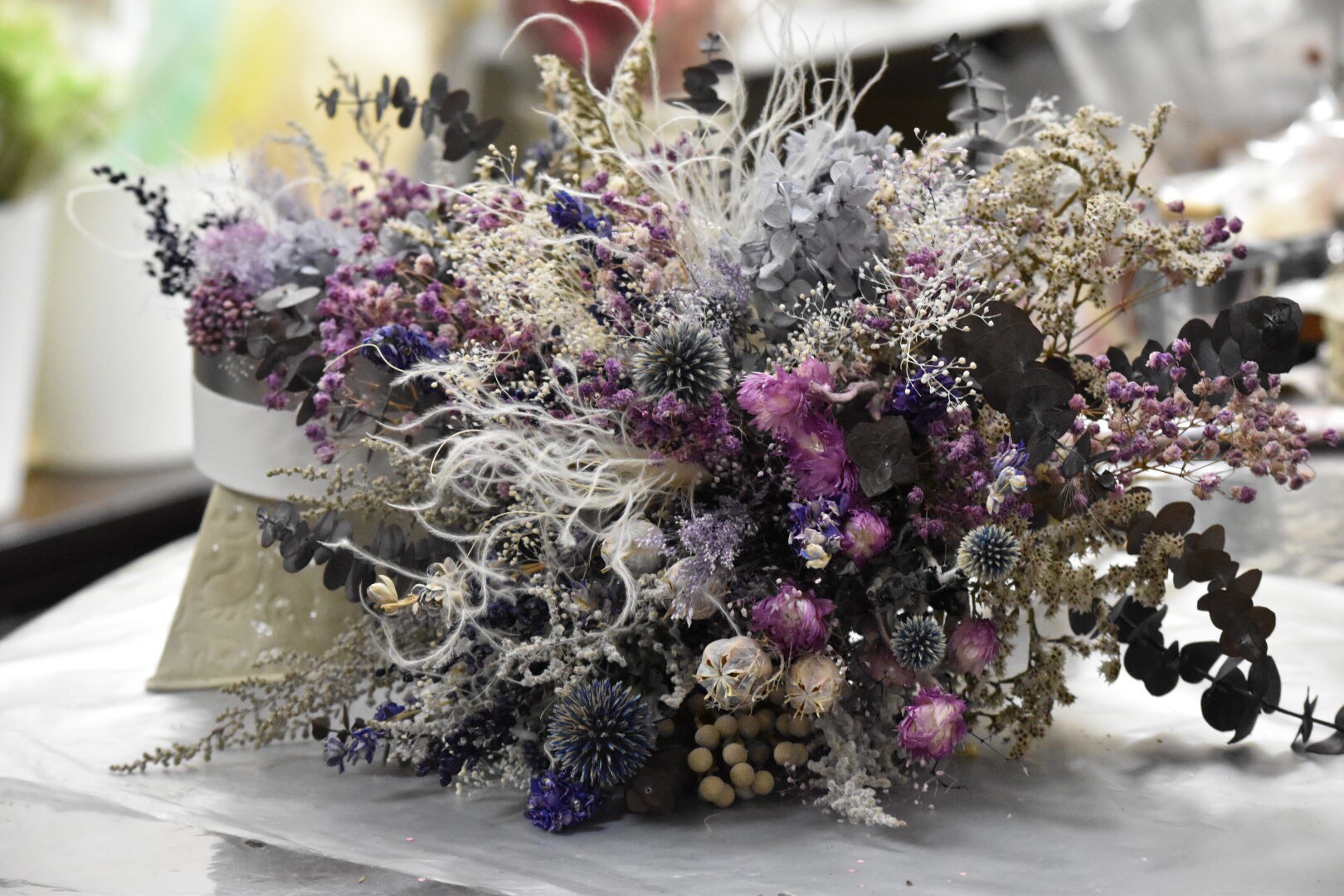 大人可愛い♡ドライフラワーブーケ・ブートニア・ヘッドドレス3点セット♡