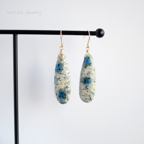 14kgf K2 アズライト ヒマラヤ産 プレーン 天然石ピアス/イヤリング  