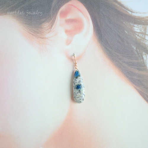 14kgf K2 アズライト ヒマラヤ産 プレーン 天然石ピアス/イヤリング  