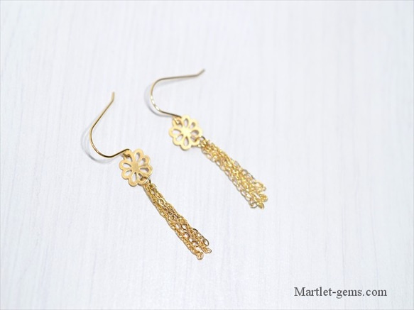 14kgf  lotus root Tassel ピアス/イヤリング 2枚目の画像