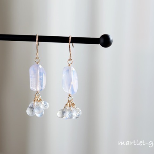 タンザナイト グレームーンストーン ピアス イヤリング 天然石 14kgf