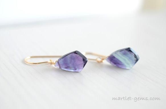 14kgf フローライト バイカラー 天然石ピアス/イヤリング ピアス