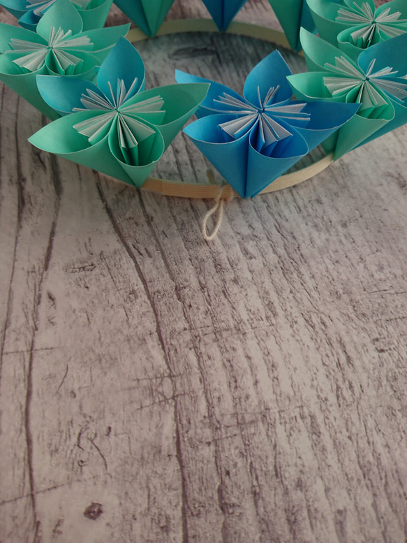 爽やかな青い花のリース  折り紙 No.001 夏 3枚目の画像