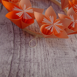 【半額SALE】優しいオレンジ色の 花のリース 折り紙 No.002 オレンジ 4枚目の画像
