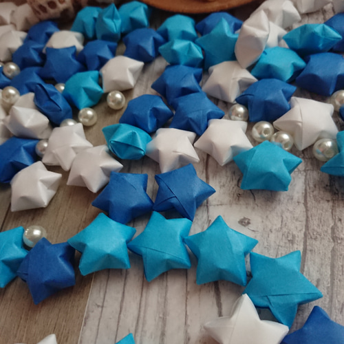 ラッキースター 大きめサイズ 100個 爽やかブルー系 スターシャワー