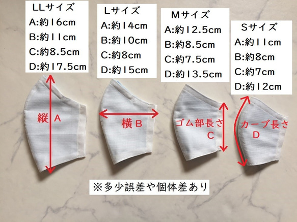 送料込★グレー地かすみ草柄とWガーゼの立体マスク大人L/LL、ワイヤー＆ポケット 8枚目の画像