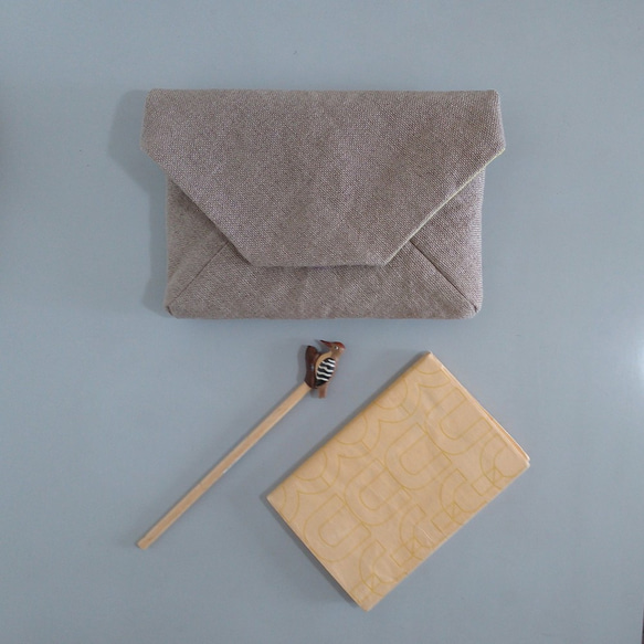 tsutsumu #手織りリネンの数寄屋袋 2枚目の画像