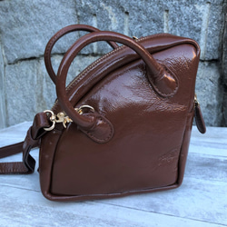 セール55％OFF【マスクケース付き】mini USAGI BAG　エナメルレザーショルダーバッグ（本革）BROWN 7枚目の画像