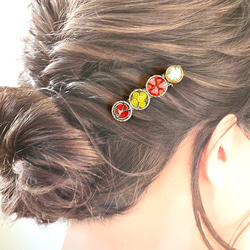 フルーツいっぱいシルバーヘアクリップ 小 1枚目の画像