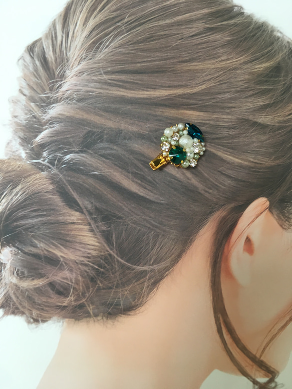 ビジューパールヘアクリップ 3枚目の画像