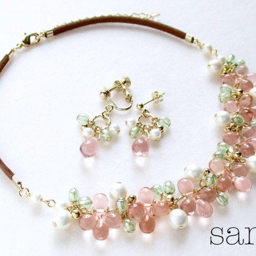 Creema限定】SAKURA＊チョーカーとイヤリングorピアスのセット 