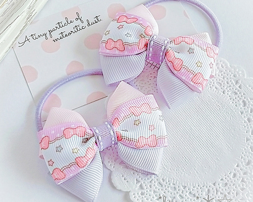 ハンドメイド☆キッズリボン☆ピンク☆ふわふわファーにビジュー